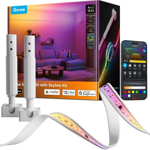 Govee Skyline Kit ceiling-washing effect for ambient wall illumination.