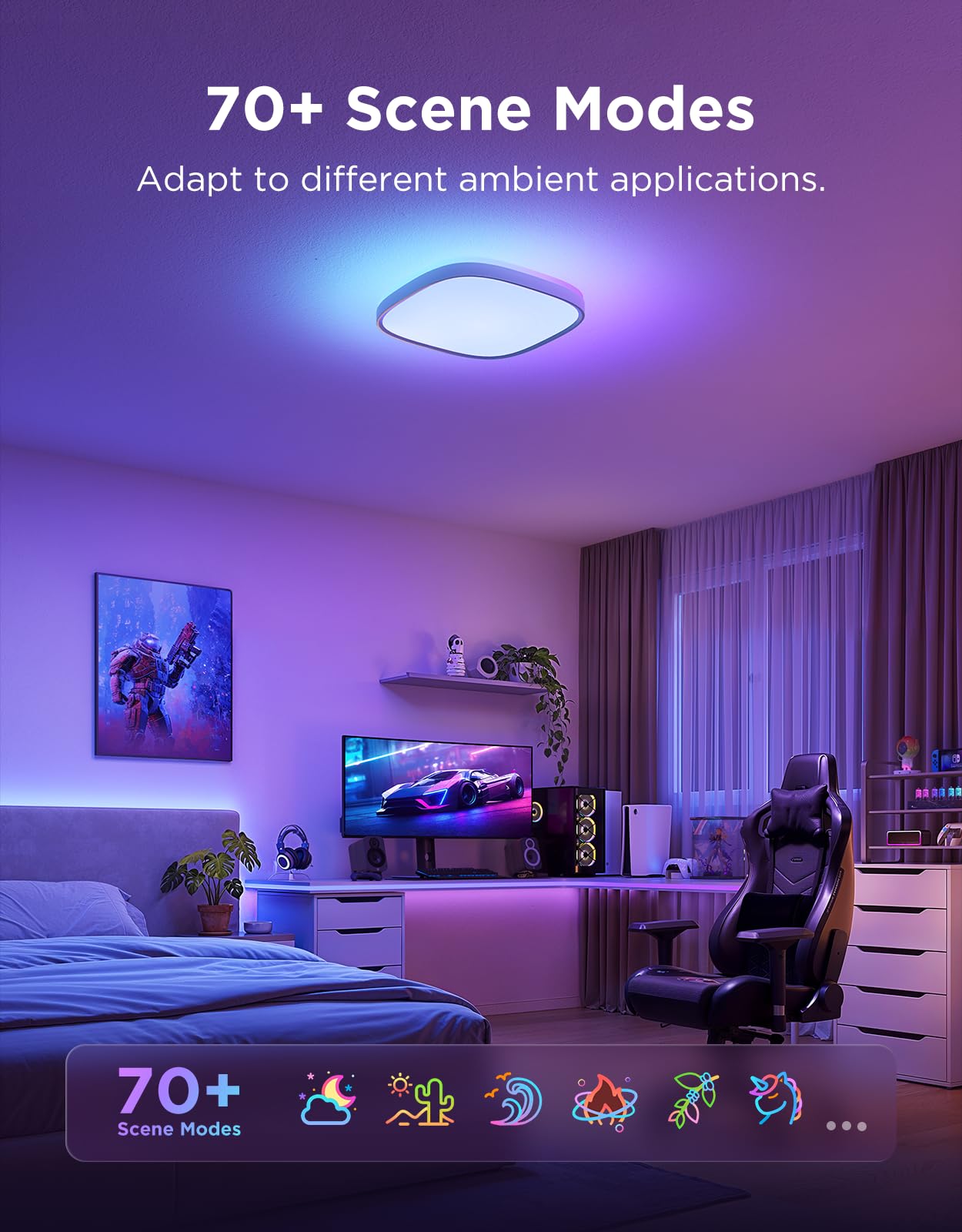 Govee Smart Ceiling Light accepts 2400lm brightness for bright living spaces