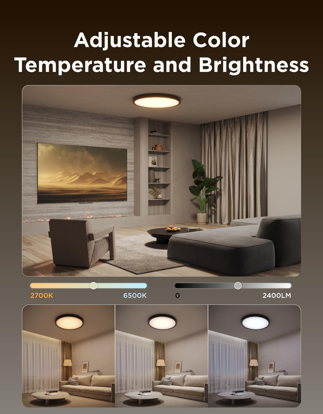 Govee Ceiling Light brightness up to 2400 lumens for any task