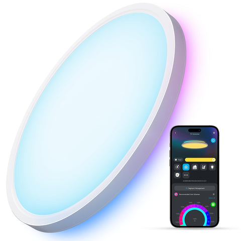 Govee Smart Ceiling Light RGBIC backlight enhances room ambiance with vibrant colors