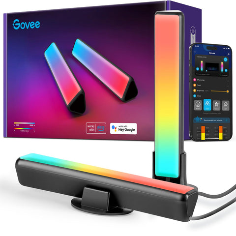 Govee Smart LED light bar front view shows RGBICWW glow for vivid ambience.