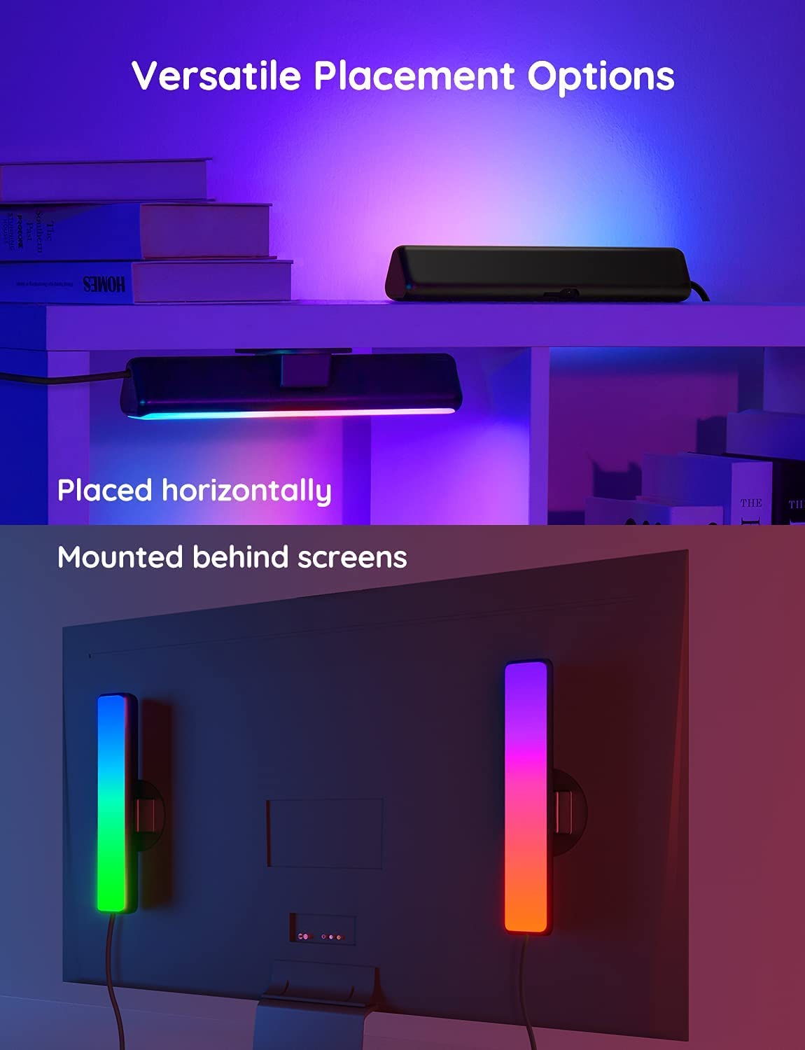 Govee light bar music sync reacts to rhythm for immersive ambience.