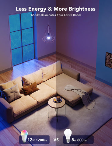 Govee 1200 lumens bulbs provide bright, even lighting for work and relaxation.