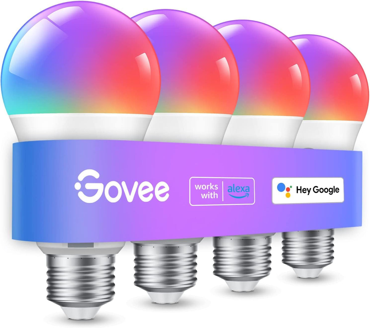 Govee smart light bulbs in color-changing A19 for versatile mood lighting.