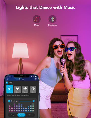 Govee Smart Light Bulbs music sync reacts to sound for party mood