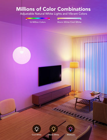 Govee bulbs connect via Wi-Fi and Bluetooth for flexible control.