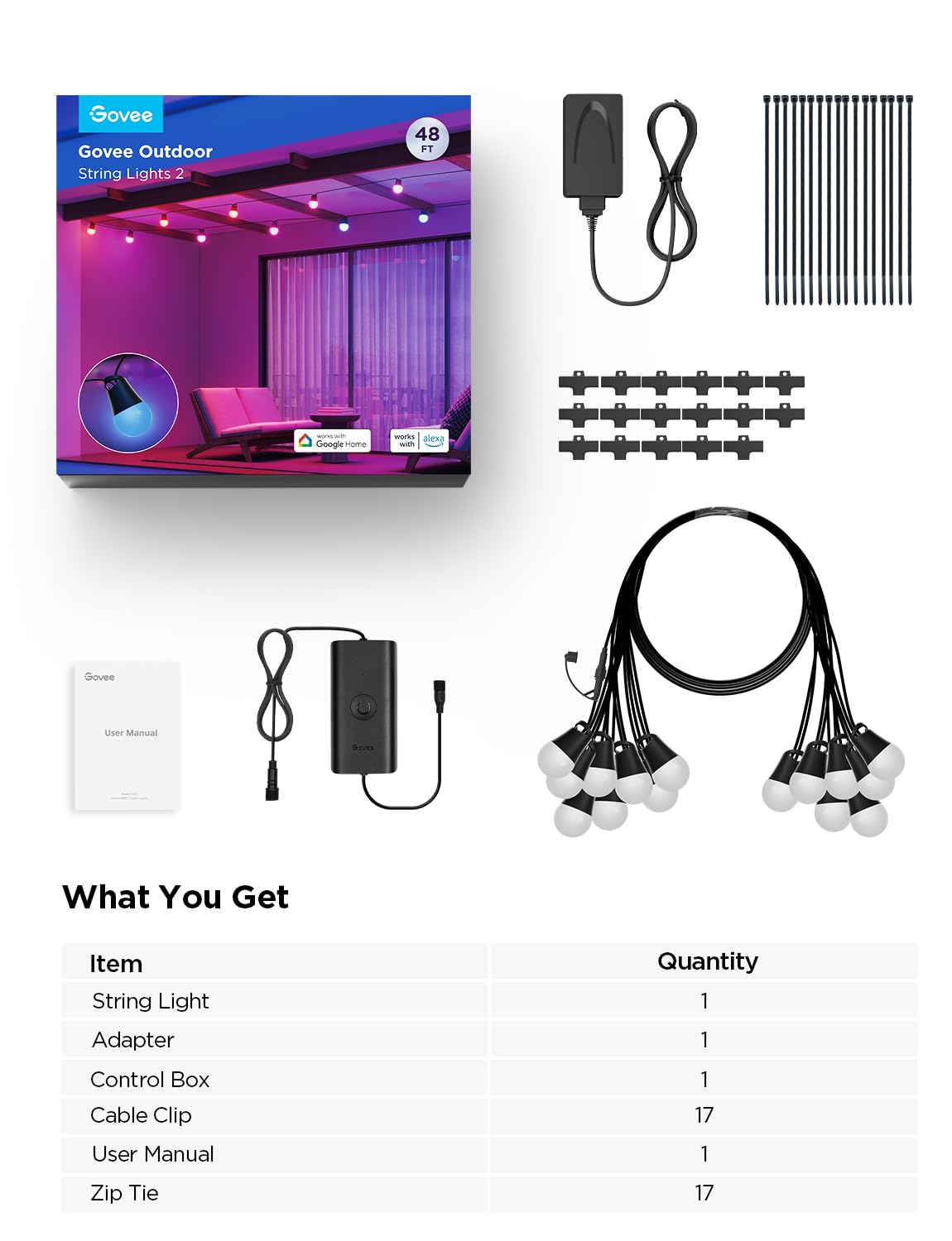 Govee 48ft string lights create festive ambient lighting for parties.