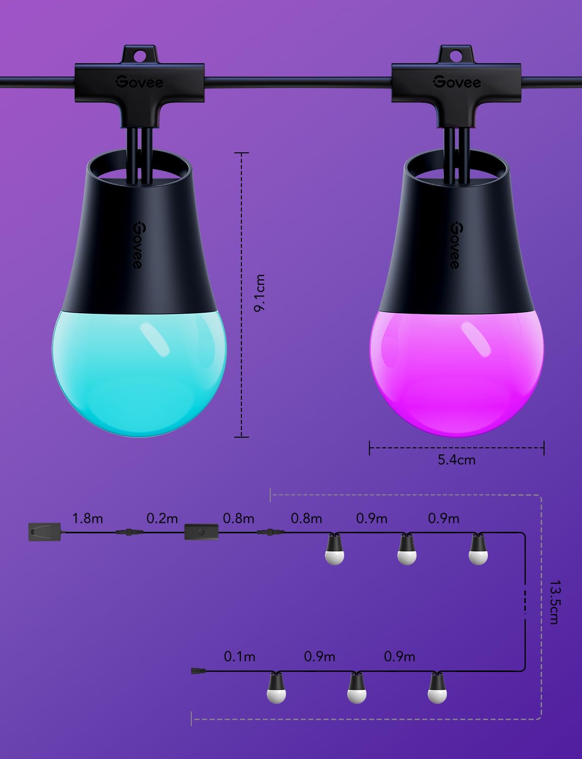 Govee outdoor decor lights elevate balconies with vibrant, inviting illumination.