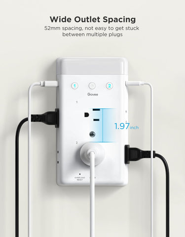 Govee smart plug keeps cords tidy on a clutter-free surface.