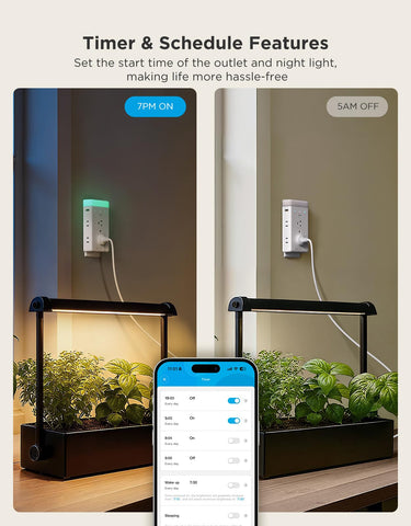 Govee smart plug extender RGB night light adds soft bedroom ambience.
