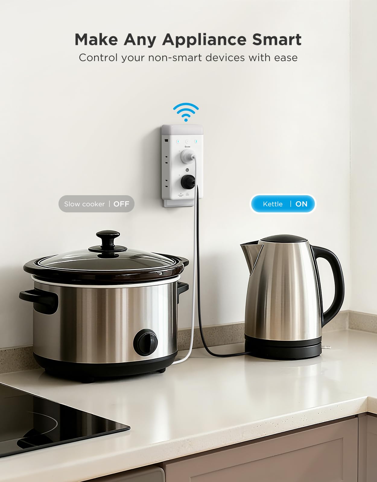 Govee compact power hub ideal for home office and bedside setups.