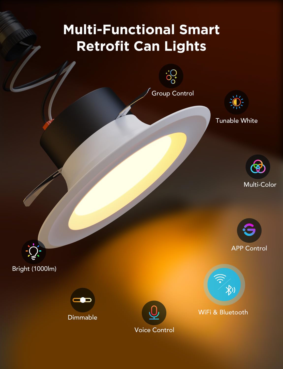 Govee smart retrofit 6in downlight voice control with Alexa and Google Assistant