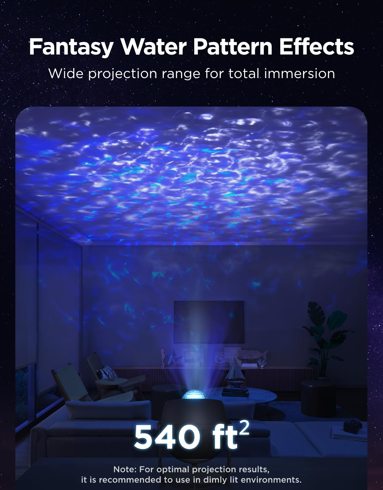 Govee Star Light Projector shows waves and stars with vibrant color options