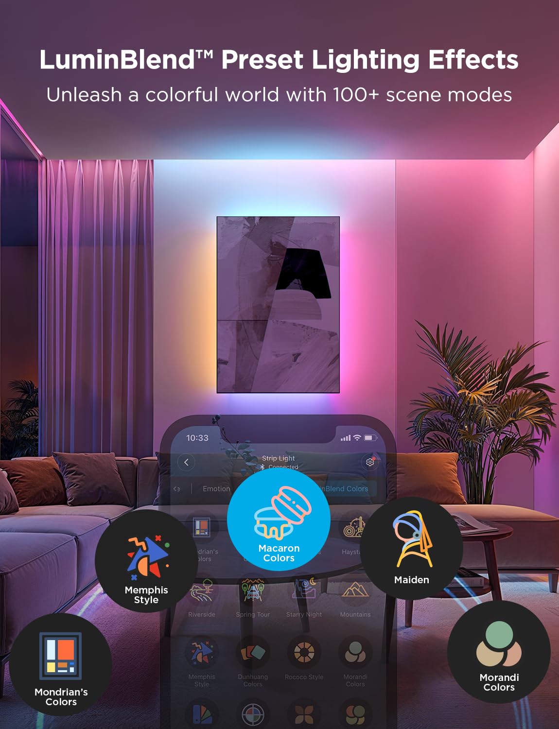 Gaming desk setup with mood lighting for immersive gameplay