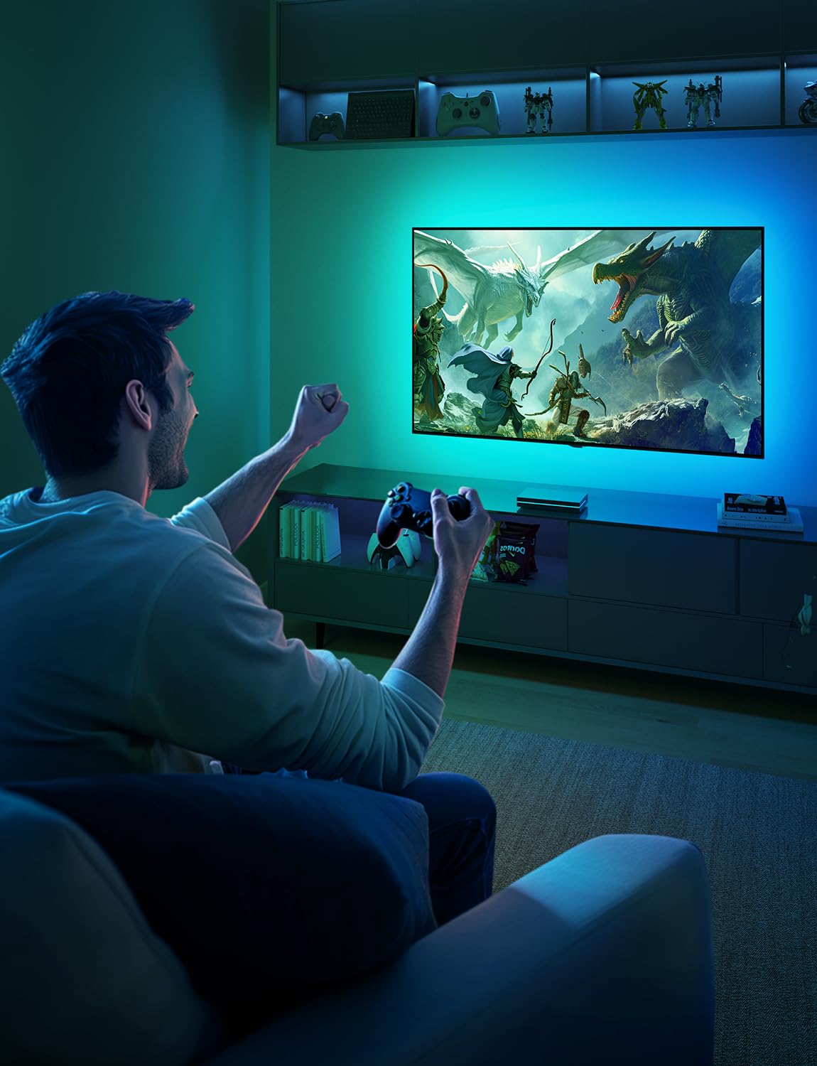 Govee Sync Box 2 in a cozy immersive gaming setup