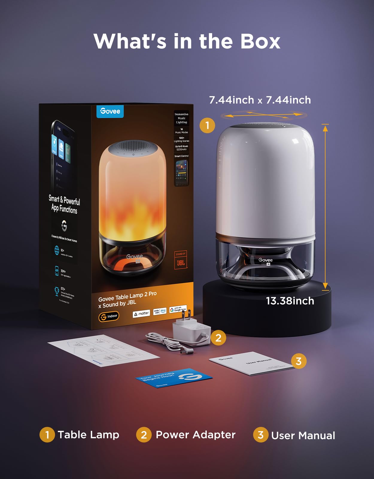 Govee Table Lamp 2 Pro desk ambience, ideal for study or bedtime routines.