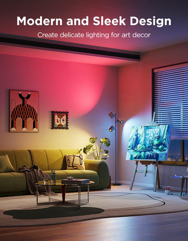 Govee floor lamp supports Matter, Google Assistant, and Alexa for hands-free control.