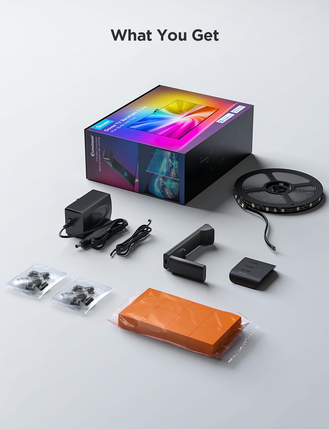 Govee TV Backlight 3 Lite adhesive stability enables wobble-free installation.