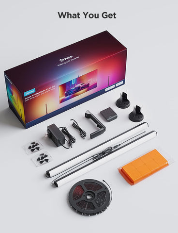 Govee TV Backlight 3 Lite Kit easy adhesive installation.