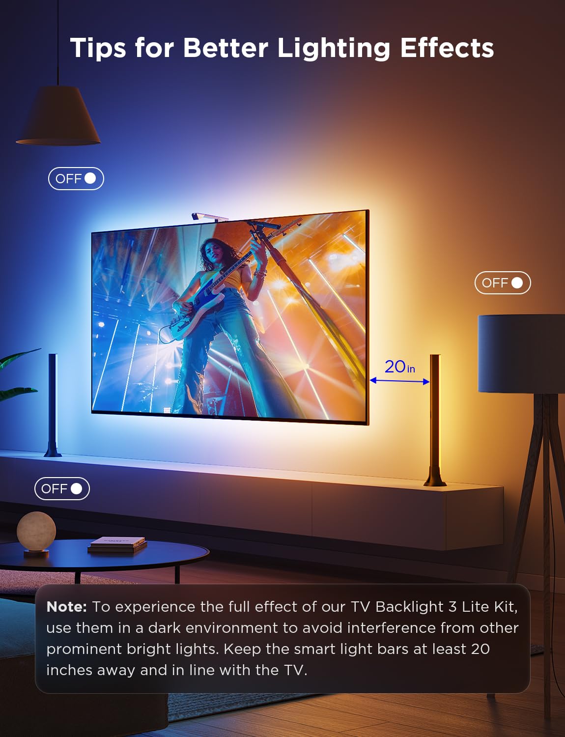 Govee TV Backlight 3 Lite Kit night mode reduces glare.