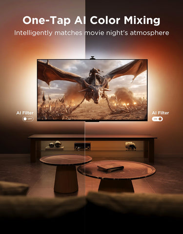 Govee TV Backlight 3 Pro AI movie filter creates themed lighting mood