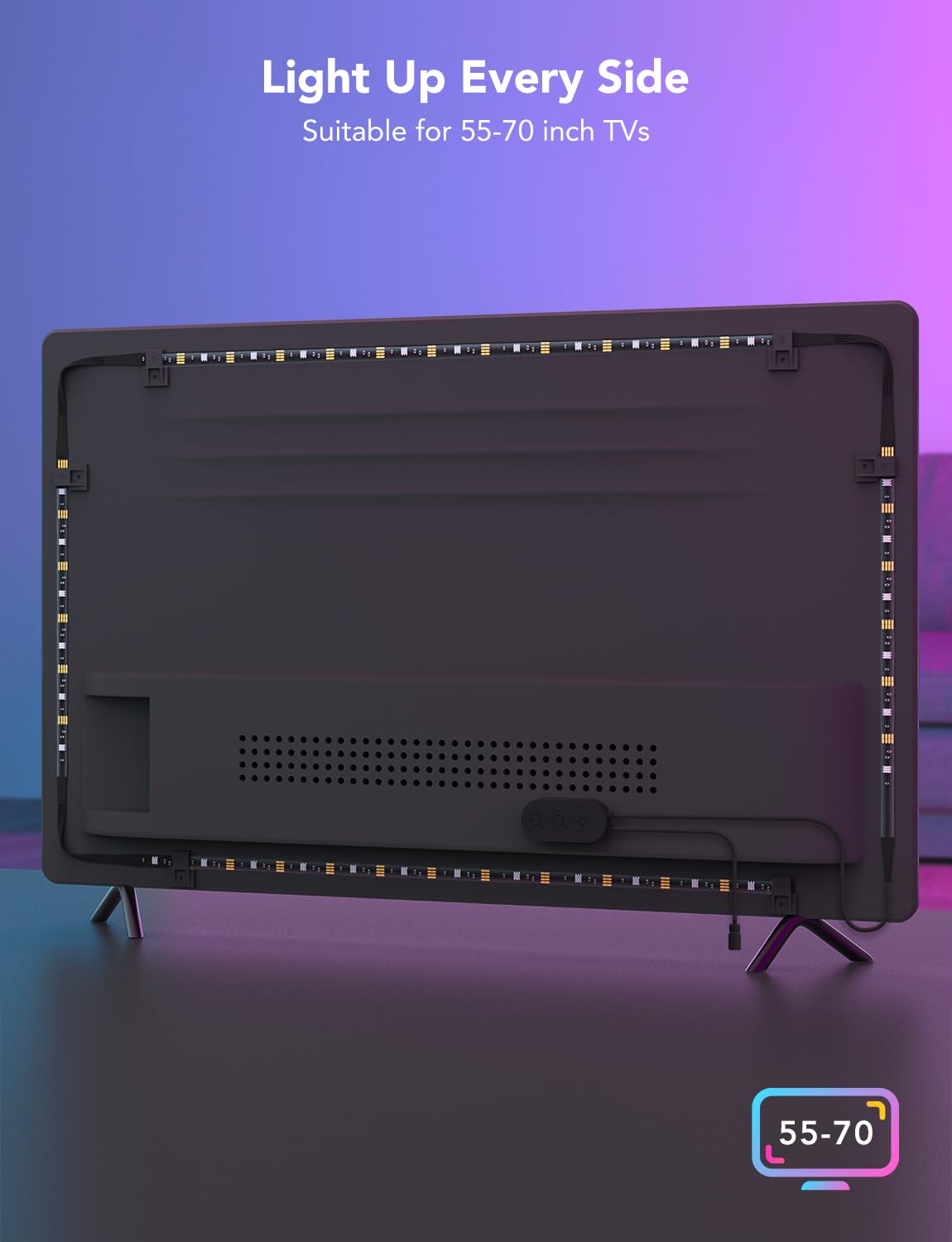 Govee backlight with cable clips for tidy, secure installation
