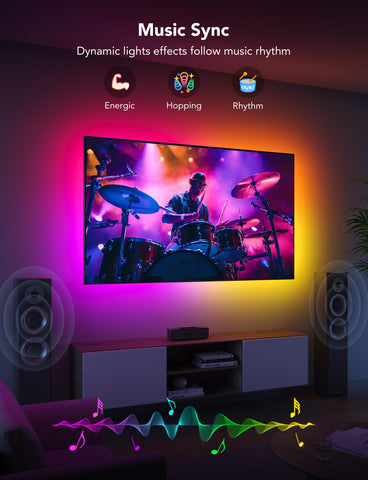 Music-synced colors from the Govee backlight reflect the rhythm