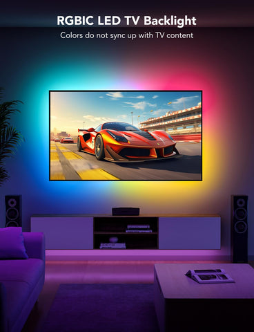 Govee RGBIC backlight strip showing multi color segments