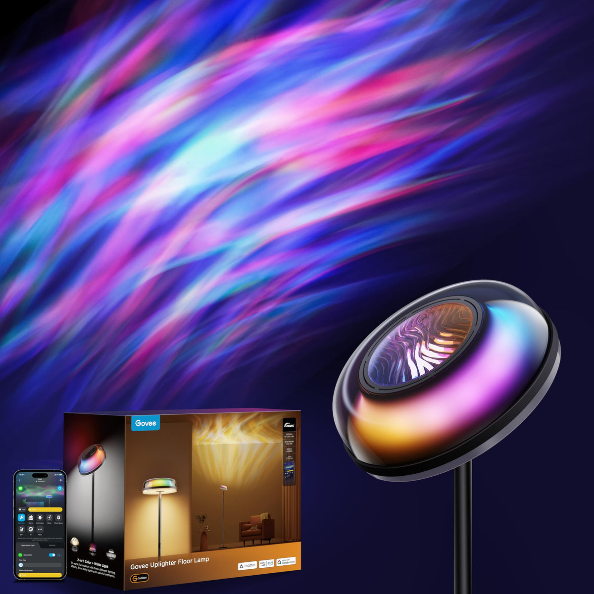 Govee Uplighter with rotating head for dynamic ambience