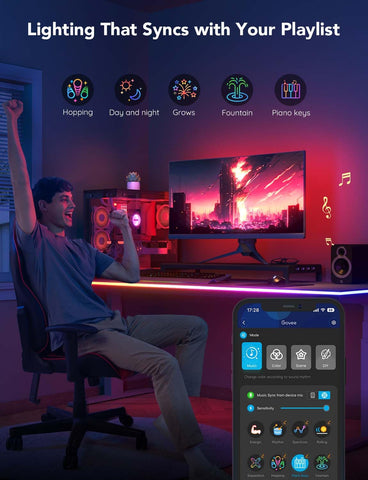 Govee voice control works with Alexa and Google Assistant for easy tweaks.