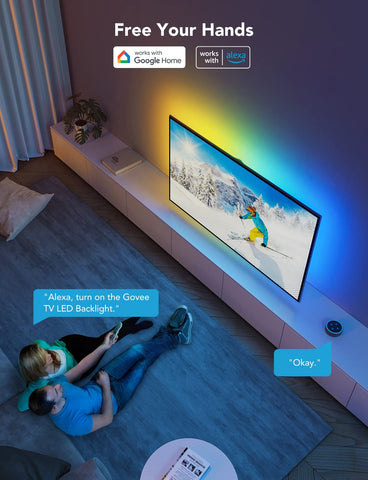 Govee backlight controlled by Alexa and Google Assistant for hands-free use