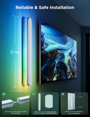 Govee Wall Sconces are plug-in and easy to install on walls.