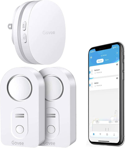 Govee WiFi water sensor 2-pack front view detects leaks in real time