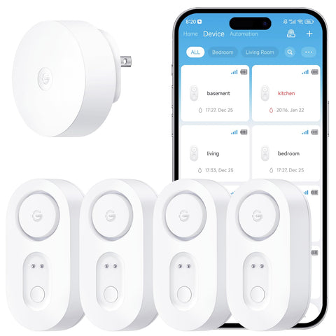 GoveeLife leak detector with long-range signal across walls for large homes
