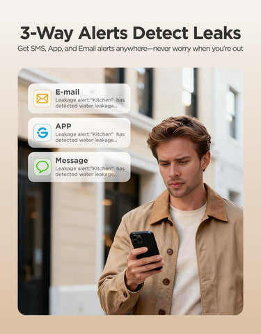 GoveeLife leak detector SMS app email alerts keep you informed remotely.