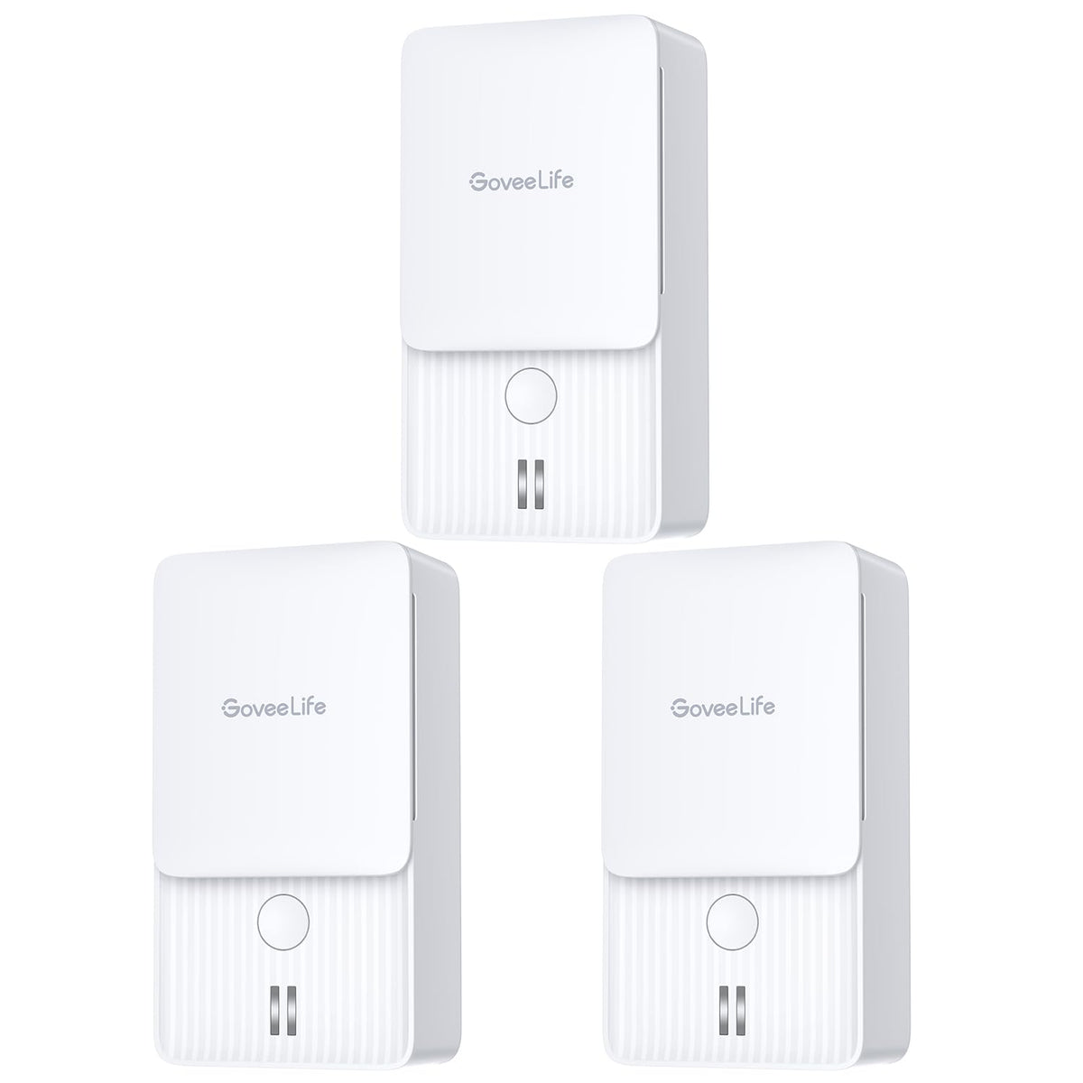 GoveeLife water leak detectors 3-pack front view with audible alert ready.