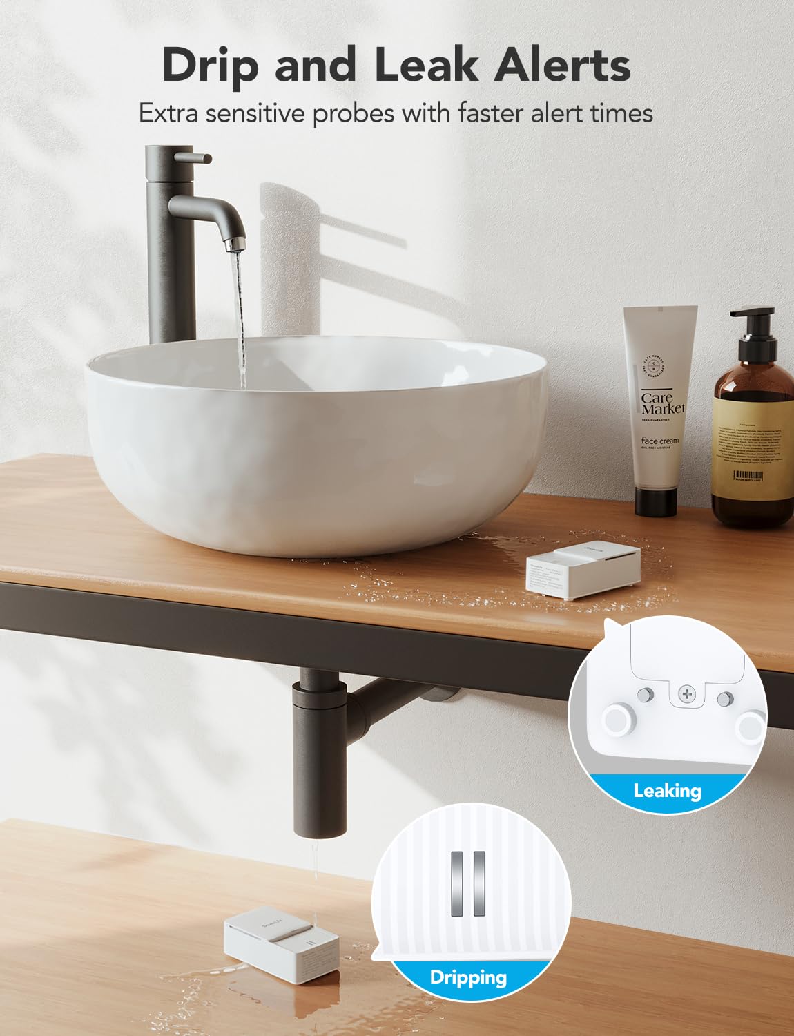 GoveeLife three-pack next to kitchen sink highlighting simple installation.