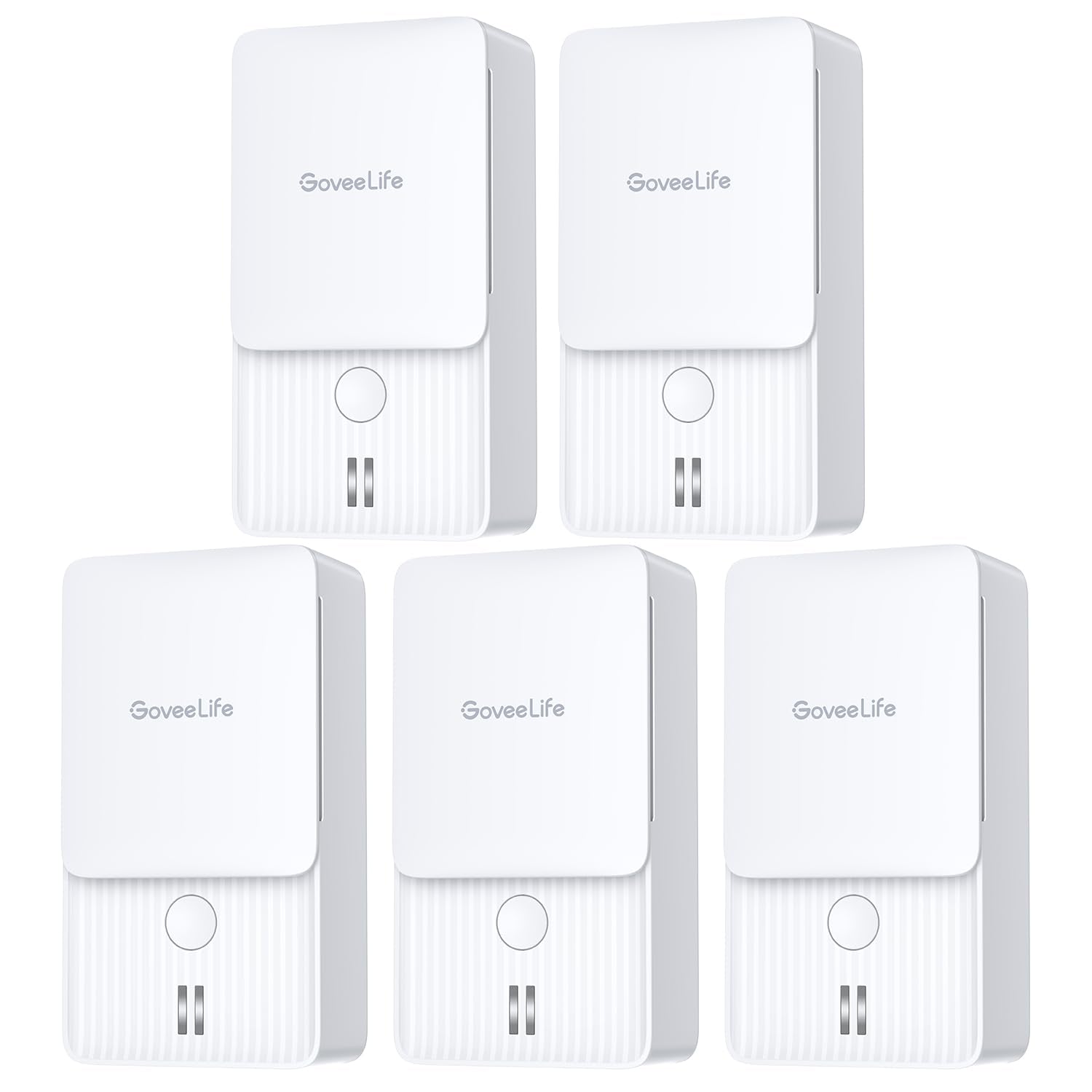 GoveeLife water leak detectors 5-pack front view showing compact design for discreet placement