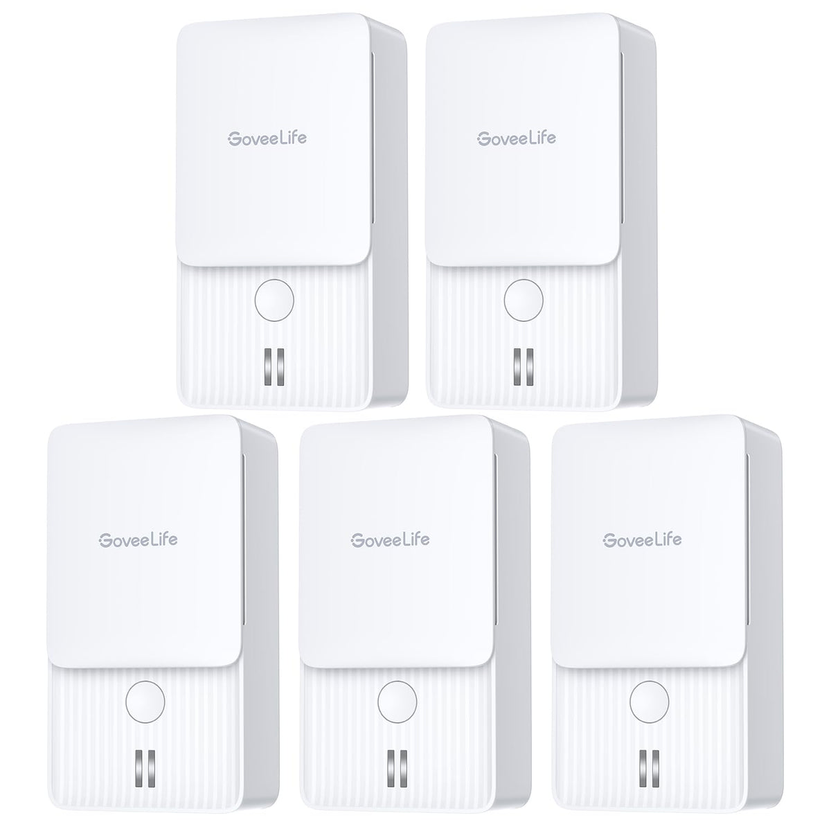 GoveeLife water leak detectors 5-pack front view showing compact design for discreet placement