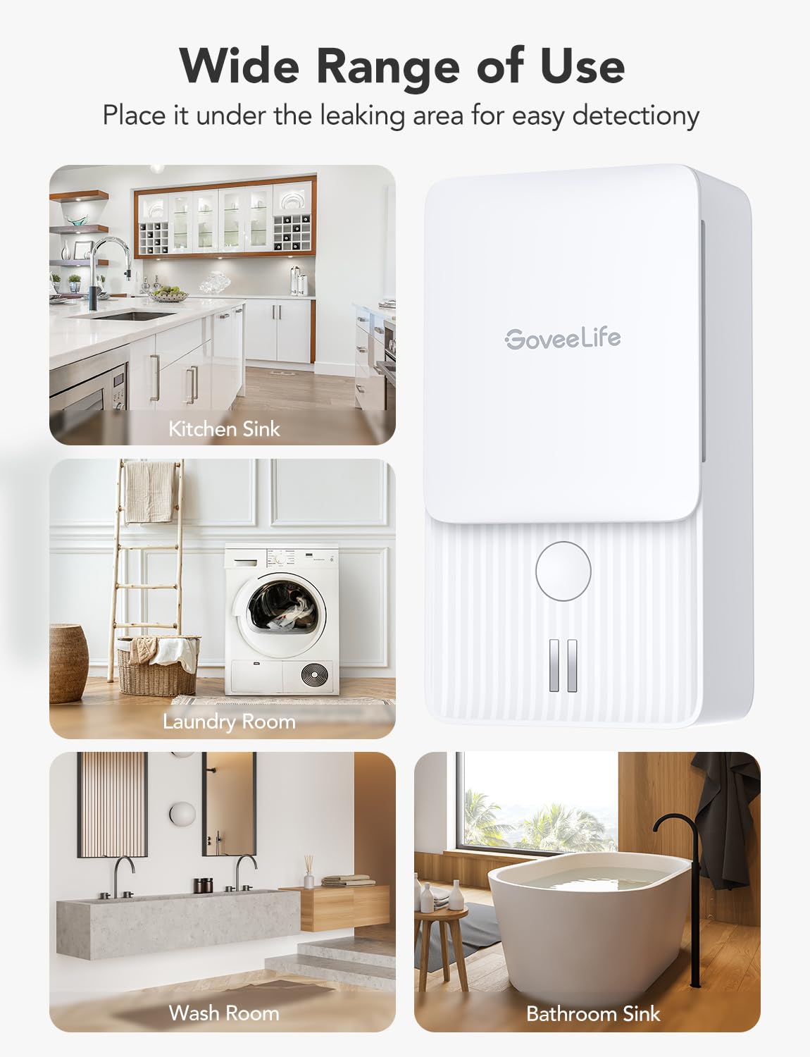 Wireless setup with GoveeLife detectors for quick, wire-free placement