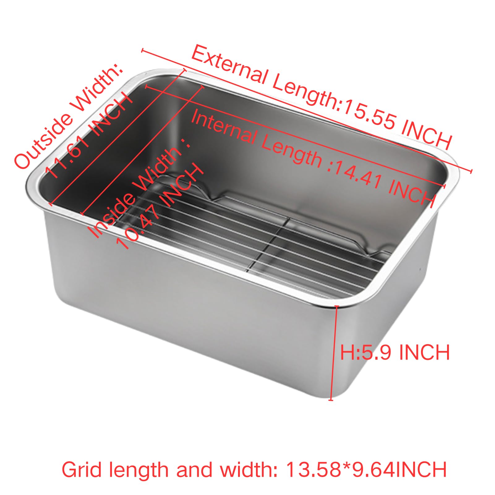 GOVNPJ stainless steel dish basin 18L ideal for dishes soaking
