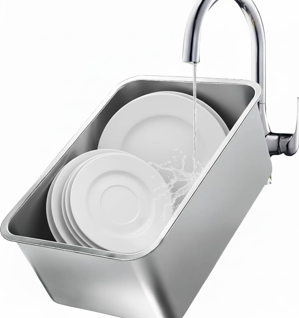 GOVNPJ stainless steel dish basin 18L full view for versatile kitchen tasks