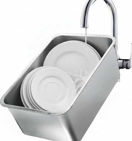 GOVNPJ stainless steel dish basin 18L full view for versatile kitchen tasks