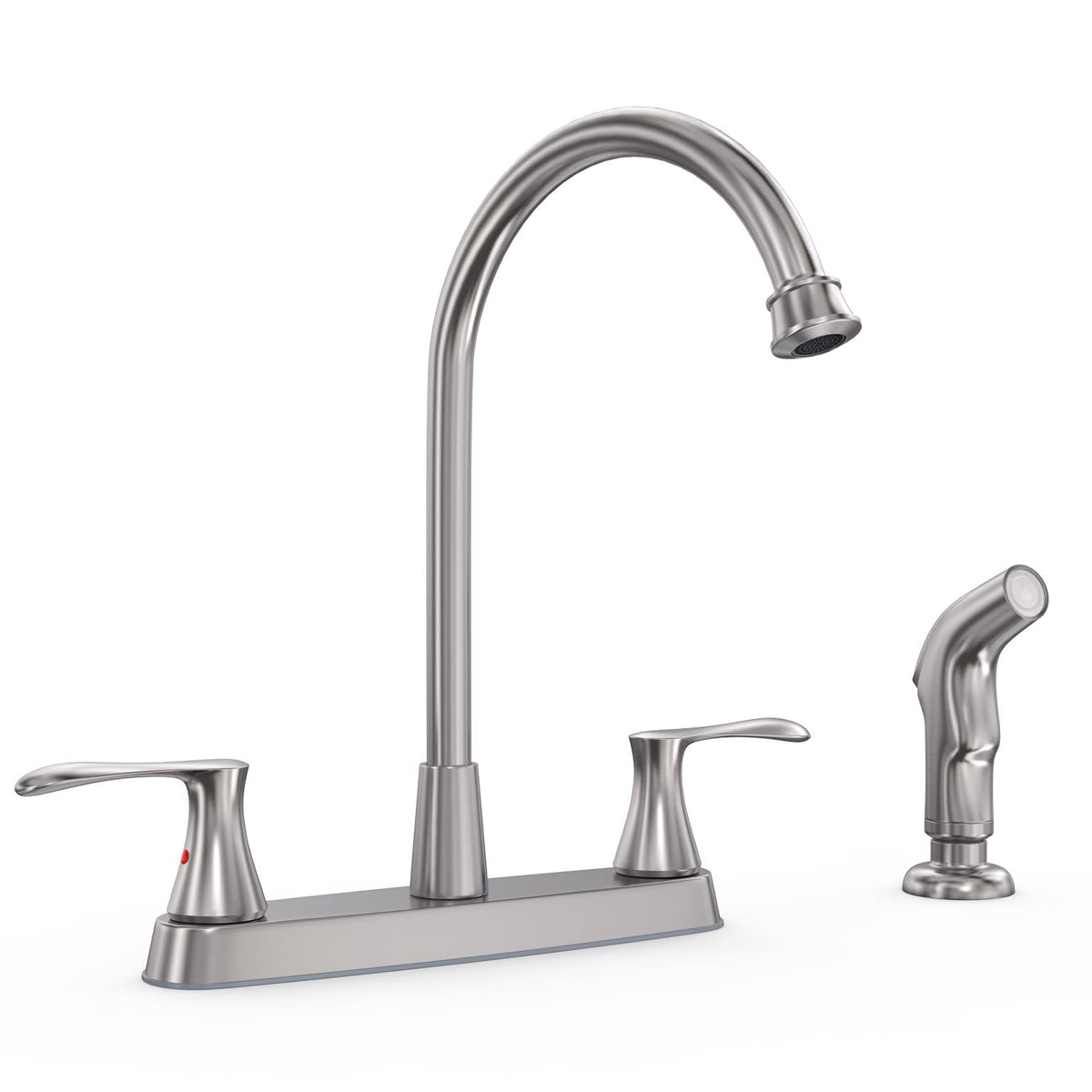 GOWIN brushed nickel kitchen faucet front view, durable stainless steel construction for daily use.
