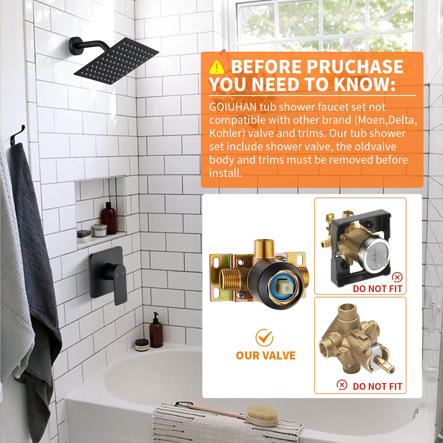 GOXIUHAN matte black finish resists scratches and corrosion in humid bathrooms