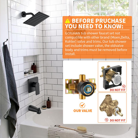 GOXIUHAN black 8-inch rain shower head delivering wide coverage