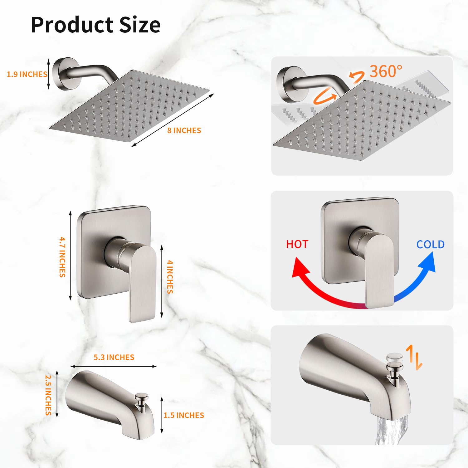 GOXIUHAN valve trim in brushed nickel offers precise temperature and flow control.