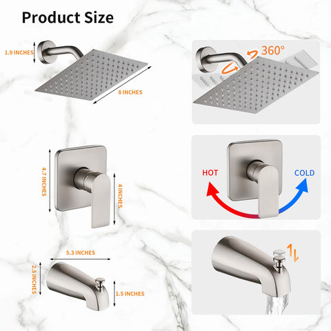 GOXIUHAN valve trim in brushed nickel offers precise temperature and flow control.