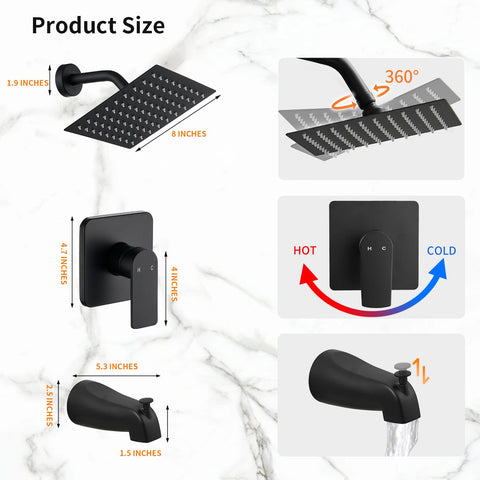 GOXIUHAN shower arm 6-inch connected to the rainfall head