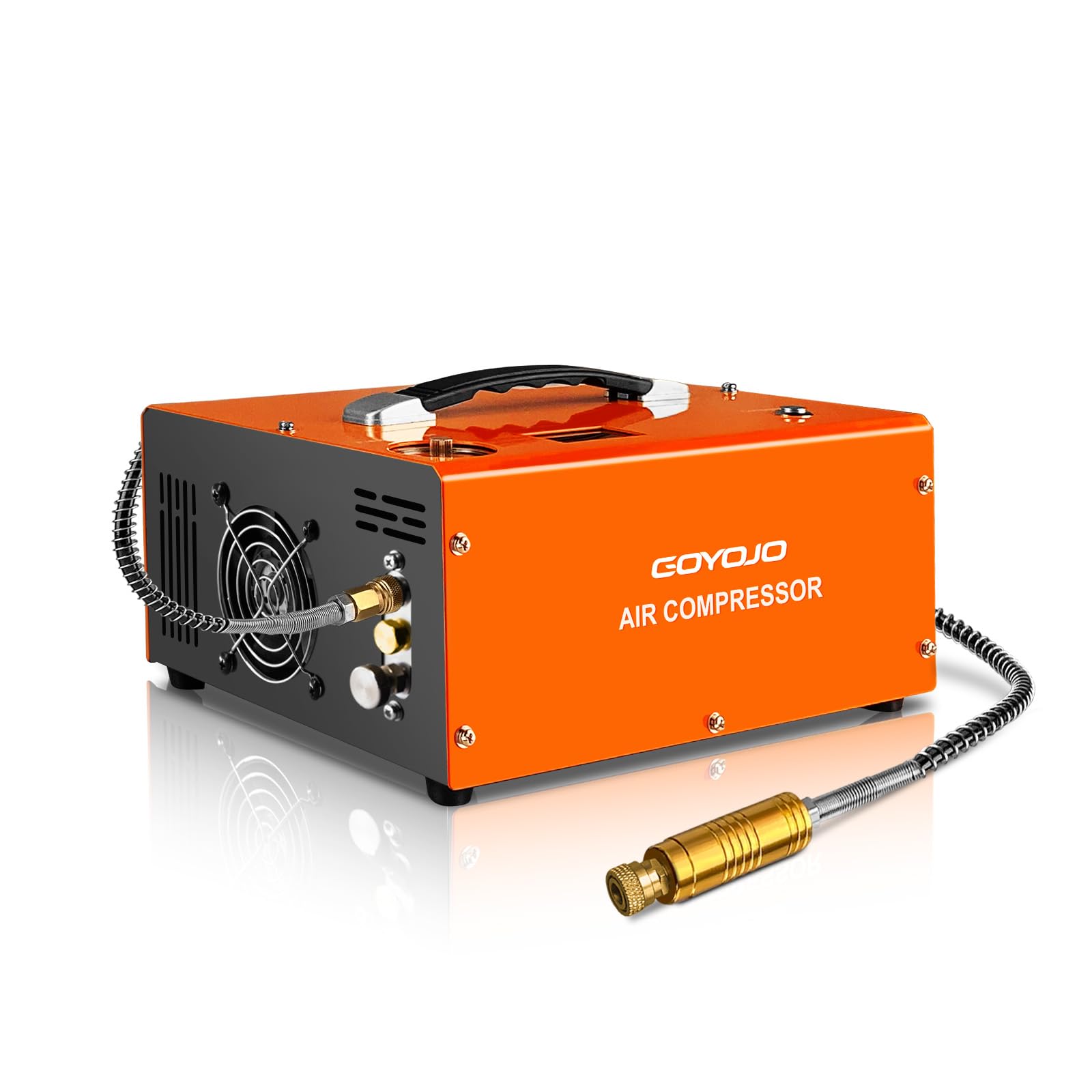 GOYOJO PCP air compressor front view for quick high-pressure fills.